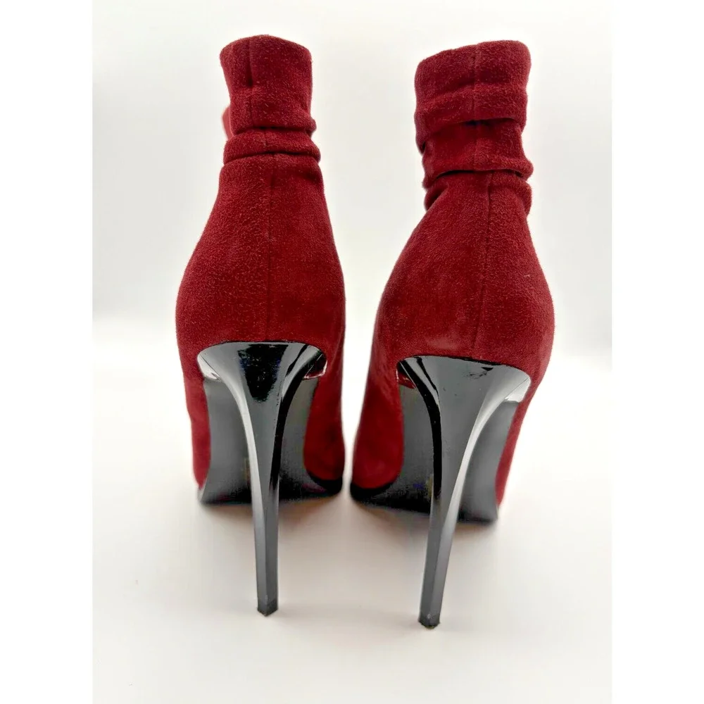 Aldo Burgundy Suede Slouchy Classic Stiletto Dressed Up Booties Sz 8M